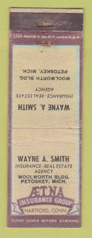 Matchbook Cover - AETNA Insurance Wayne Smith Petoskey MI WORN