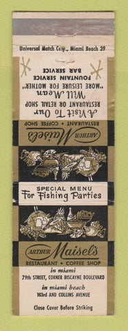 Matchbook Cover - Arthur Maisel's Restaurant Miami Beach FL WEAR