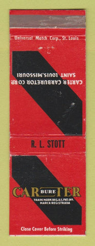 Matchbook Cover - Carter Carburetor St Louis MO RL Stott WEAR