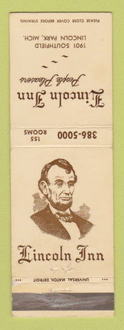 Matchbook Cover - Lincoln Inn  Lincoln Park MI Abraham WEAR