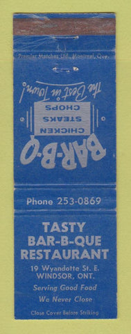 Matchbook Cover - Tasty BBQ Restaurant Windsor ON WEAR