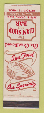 Matchbook Cover - Clam Shop and Bar Detroit MI