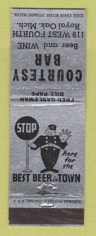 Matchbook Cover - Courtesy Bar Royal Oak MI Fred Gableman Bill Pape