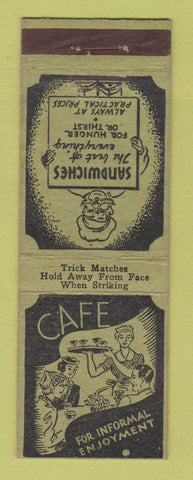 Matchbook Cover - Trick Matches Cafe Sandwiches Joke Gag