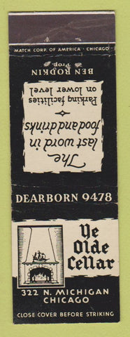 Matchbook Cover - Ye Olde Cellar Restaurant Chicago IL