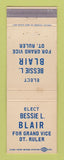 Matchbook Cover - Bessie Blair for Grand Vice Dt Ruler Election Detroit?