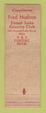 Matchbook Cover - Fred Hudson Forest Lake Country Club Pontiac MI WEAR