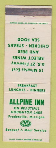 Matchbook Cover - Allpine Inn Prudenville MI