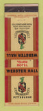 Matchbook Cover - Webster Hall Hotel Pittsburgh PA