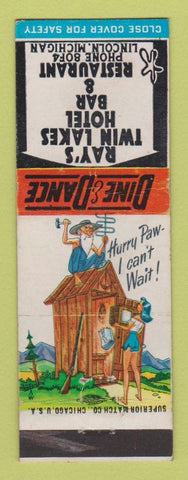 Matchbook Cover - Ray's Twin Lakes Hotel Bar Restaurant Lincoln MI hillbilly