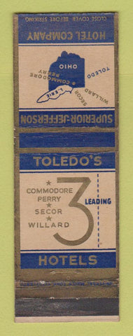 Matchbook Cover - Superior Jefferson Hotels Toledo OH Secor Willard