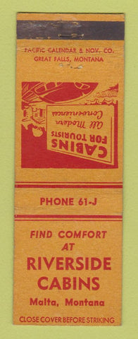 Matchbook Cover - Riverside Cabins Malta MT WEAR