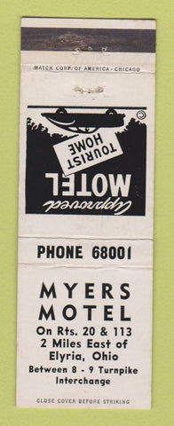 Matchbook Cover - Myers Motel Elyria OH