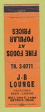 Matchbook Cover - DB Lounge Detroit MI bar WEAR