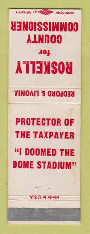 Matchbook Cover Roskelly Commissioner Redford Livonia MI Anti Sports Dome WEAR
