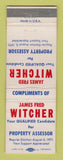 Matchbook Cover - James Fred Witcher Property Assessor Election Detroit MI 1972