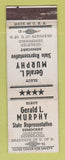 Matchbook Cover - Gerald Murphy State Rep Election Detroit MI