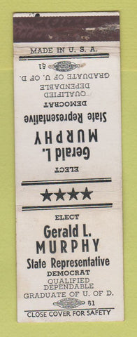 Matchbook Cover - Gerald Murphy State Rep Election Detroit MI