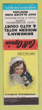 Matchbook Cover - Brinkman's Modern Hotel Auto Court East Glacier Park MT