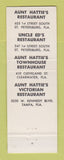Matchbook Cover - Aunt Hattie's St Petersburg Clearwater Tampa FL WORN