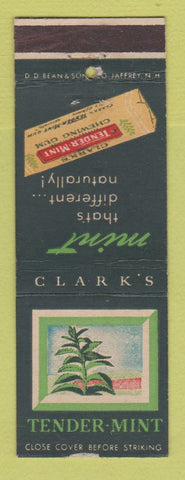Matchbook Cover - Clark's Tender Mint Gum DD Bean