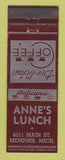 Matchbook Cover - Anne's Lunch Memphis MI