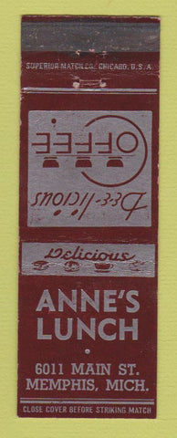 Matchbook Cover - Anne's Lunch Memphis MI