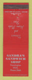 Matchbook Cover - Sandra's Sandwich Shop Farmington MI