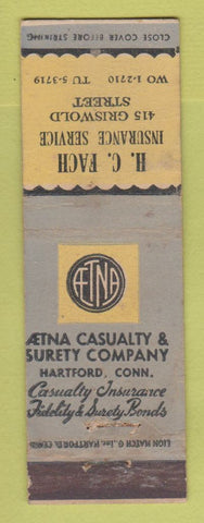 Matchbook Cover - AETNA Insurance HC Fach Detroit MI