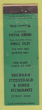 Matchbook Cover - Frennan Fitzgerald & Sinks Restaurants Detroit MI WEAR