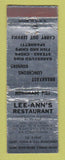 Matchbook Cover - Lee Ann's Restaurant  Detroit MI WEAR