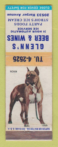 Matchbook Cover - Glenn's Beer Wines Detroit MI Boxer