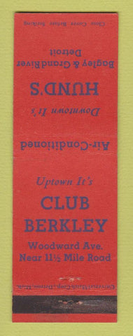 Matchbook Cover - Club Berkley Hund's Detroit MI