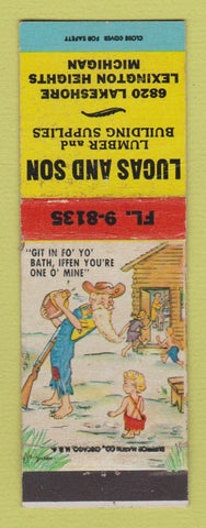 Matchbook Cover - Lucan and Son Lumber Lexington Heights MI hillbilly WEAR