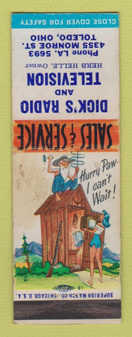 Matchbook Cover - Dick's Radio TV Toledo OH hillbilly STAINED