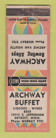 Matchbook Cover - Archway Bowling Detroit MI
