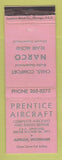 Matchbook Cover - Prentice Aircraft Adrian MI repair