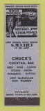 Matchbook Cover - Chuck's Cocktail Bar Detroit MI
