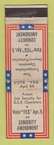 Matchbook Cover - Seniority Amendment Detroit MI? Election WEAR