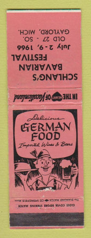 Matchbook Cover - Schlang's Bavarian Festival 1966 Gaylord MI WEAR