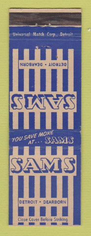 Matchbook Cover - Sams Detroit Dearborn MI