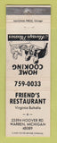Matchbook Cover - Friend's Restaurant Warren MI WEAR