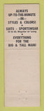 Matchbook Cover - Jack Steven's Men's Clothes Detroit MI WEAR