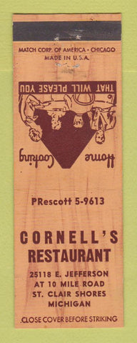 Matchbook Cover - Cornell's Restaurant St Clair Shores MI