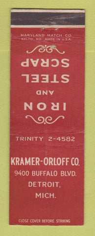 Matchbook Cover - Kramer Orloff Iron Steel Scrap Detroit MI