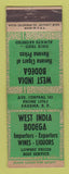 Matchbook Cover - West India Bodega Tobacco Liquor Panama