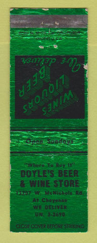Matchbook Cover - Doyle's Beer Wine Liquor Detroit MI WEAR