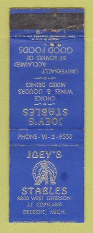 Matchbook Cover - Joey's Stables Detroit MI WEAR