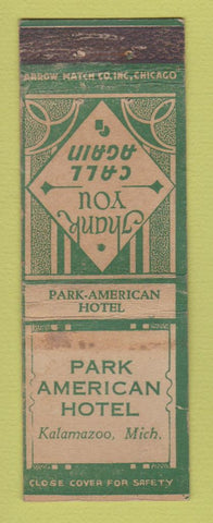 Matchbook Cover - Park American Hotel Kalamazoo MI ARROW WEAR