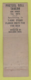 Matchbook Cover - Pretzel Bell Tavern Ann Arbor MI WEAR